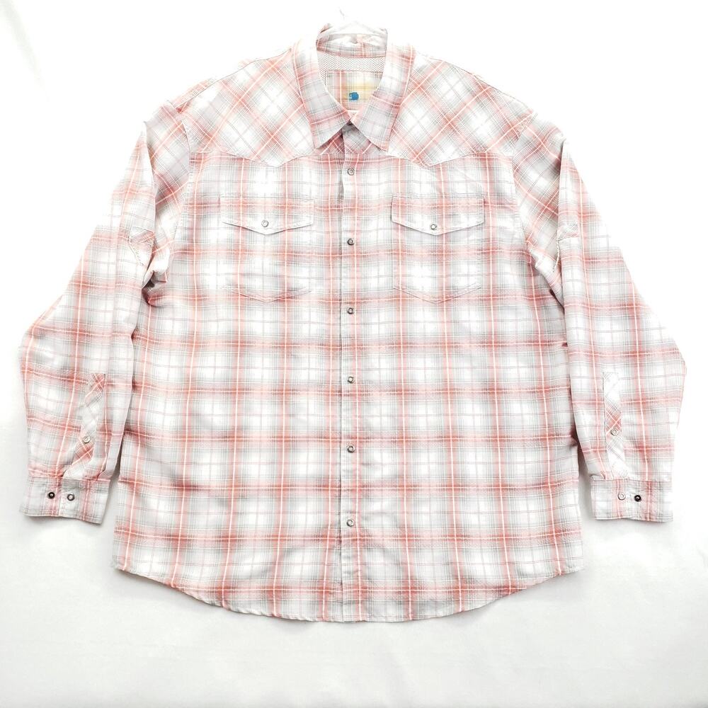 Magellan Shirt Mens XL Red White Plaid Snap Western Long Sleeve Outdoors - Picture 2 of 12